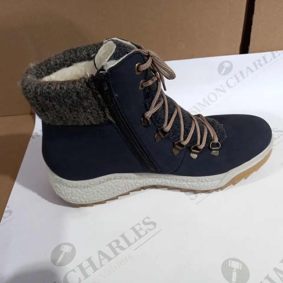 RIEKER LACE NAVY BOOT - SIZE 5