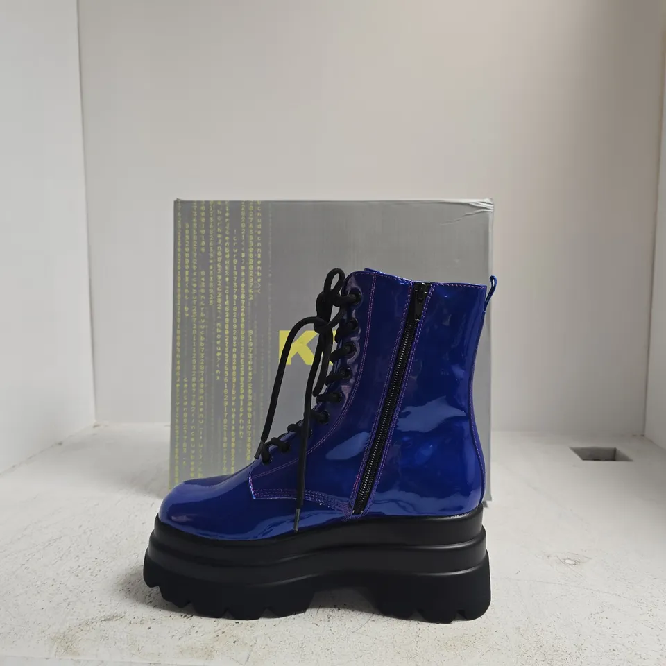 KOI DEATHWATCH TRIDENT PLATFORM BOOTS - COBALT BLUE, UK 4