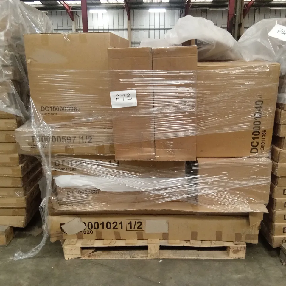 PALLET OF ASSORTED INCOMPLETE DESIGNER FURNITURE PARTS AND PIECES 