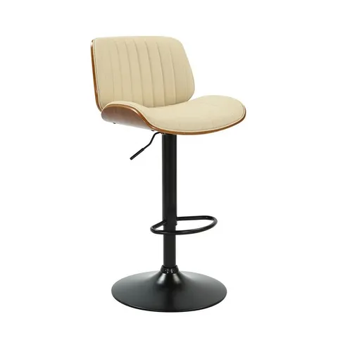 BOXED SWIVEL UPHOLSTERED ADJUSTABLE HEIGHT COUNTER STOOL WITH METAL FRAME - CREAM (1 BOX)