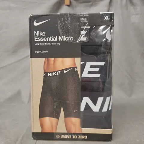 NIKE ESSENTIAL MICRO LONG BOXER BRIEFS (3-PACK) IN BLACK SIZE XL