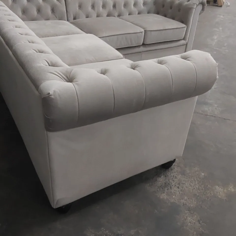 QUALITY DESIGNER FABRIC UPHOLSTERED CHESTERFIELD CORNER SOFA