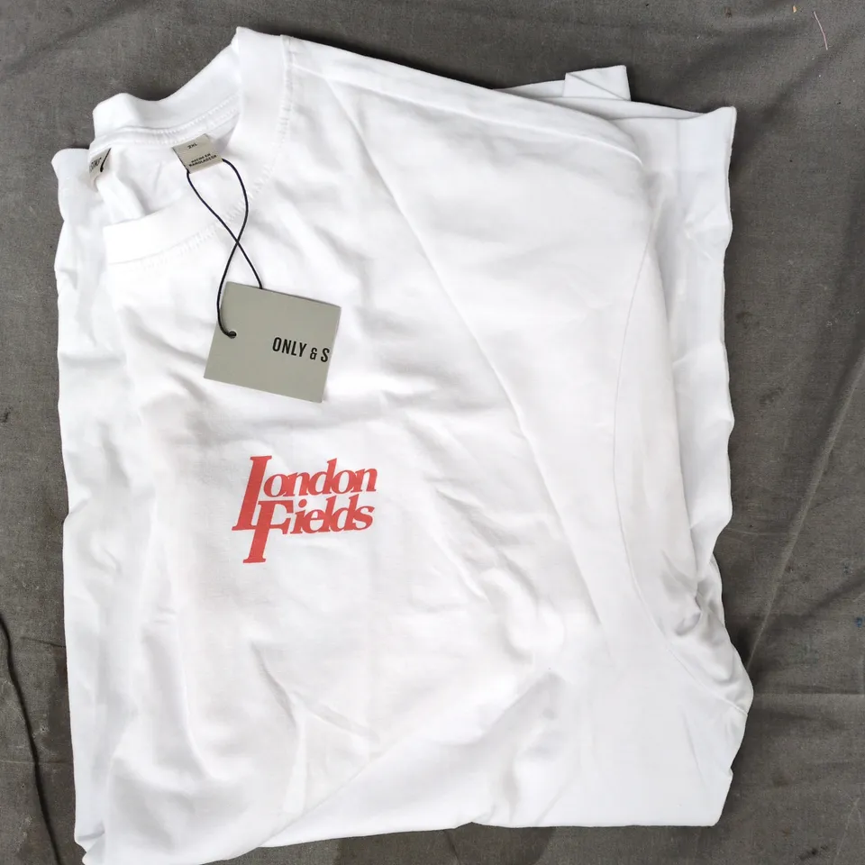 ONLY & SONS T-SHIRT IN WHITE SIZE 2XL