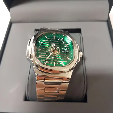 MENS VONLANTHEN AUTOMATIC WATCH β SKELETON DIAL β STAINLESS STEEL STRAP β GLASS EXHIBITION BACK CASE β NEW IN BOX