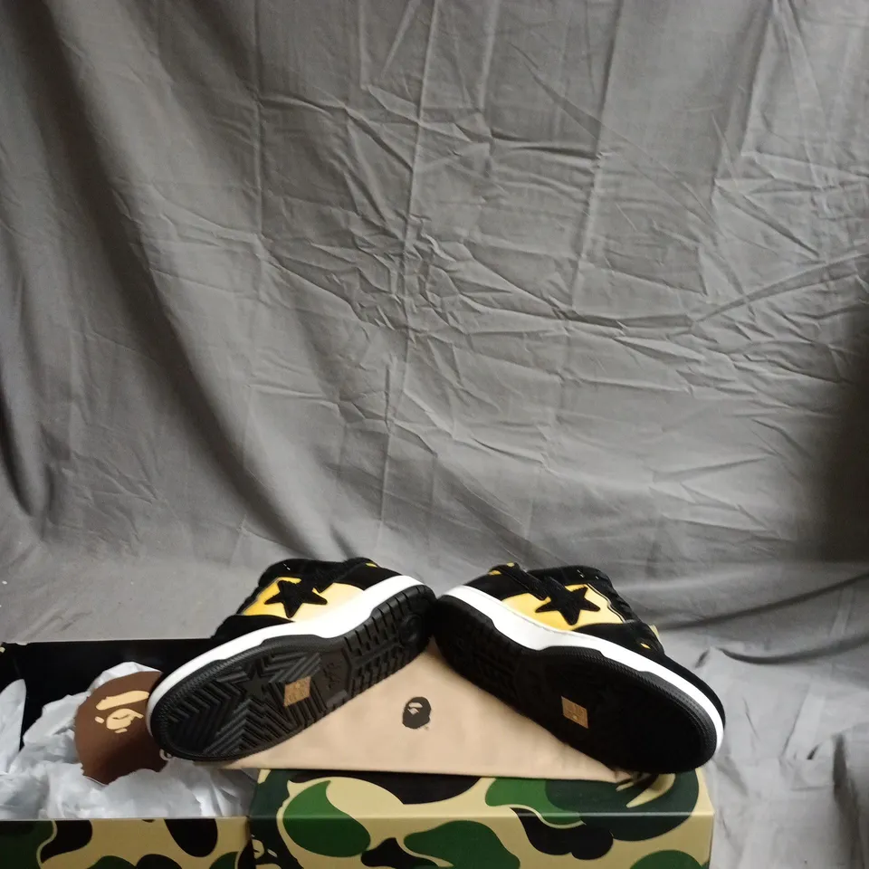 A BATHING APE SK8-STA SNEAKERS – YELLOW/BLACK, UK 8