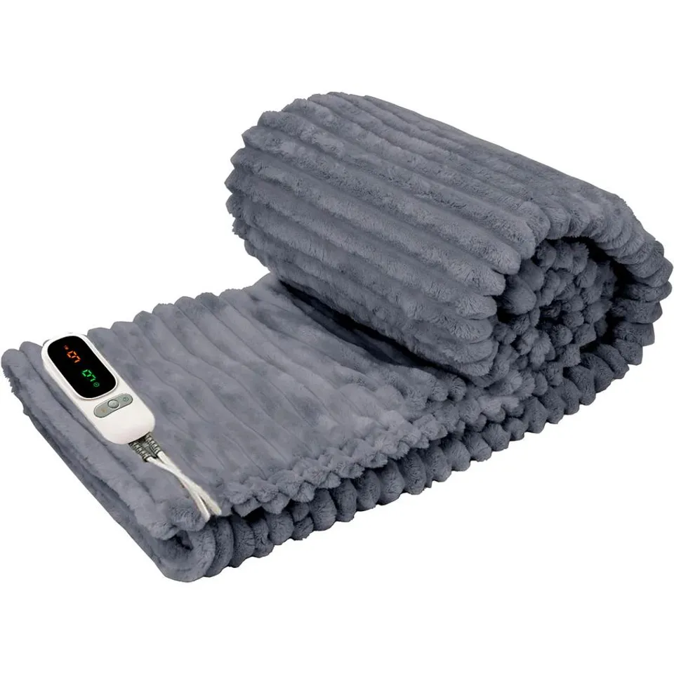 BOXED NEO ELECTRIC BLANKET HEATED FLEECE OVERBLANKET THROW - GREY