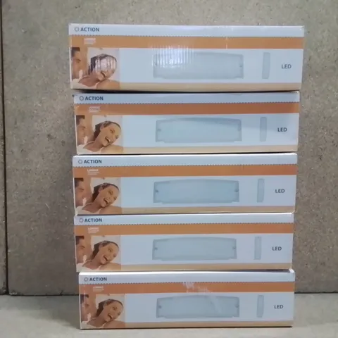 BOXED WOFI ACTION LED WALL LIGHT CURVED GLASS SHADE WHITE NICKLE X 5