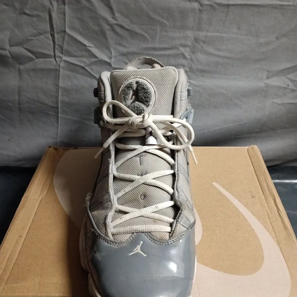 BOXED PAIR OF AIR JORDAN HIGH-TOP SNEAKERS – UK SIZE 12