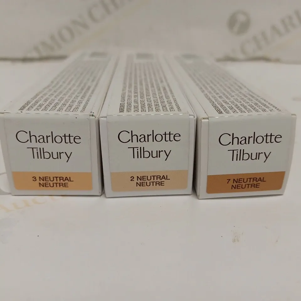 3 BOXED CHARLOTTE TILBURY BEAUTIFUL SKIN FOUNDATION TO INCLUDE 2 NEUTRAL, 3 NEUTRAL, 7 NEUTRAL 