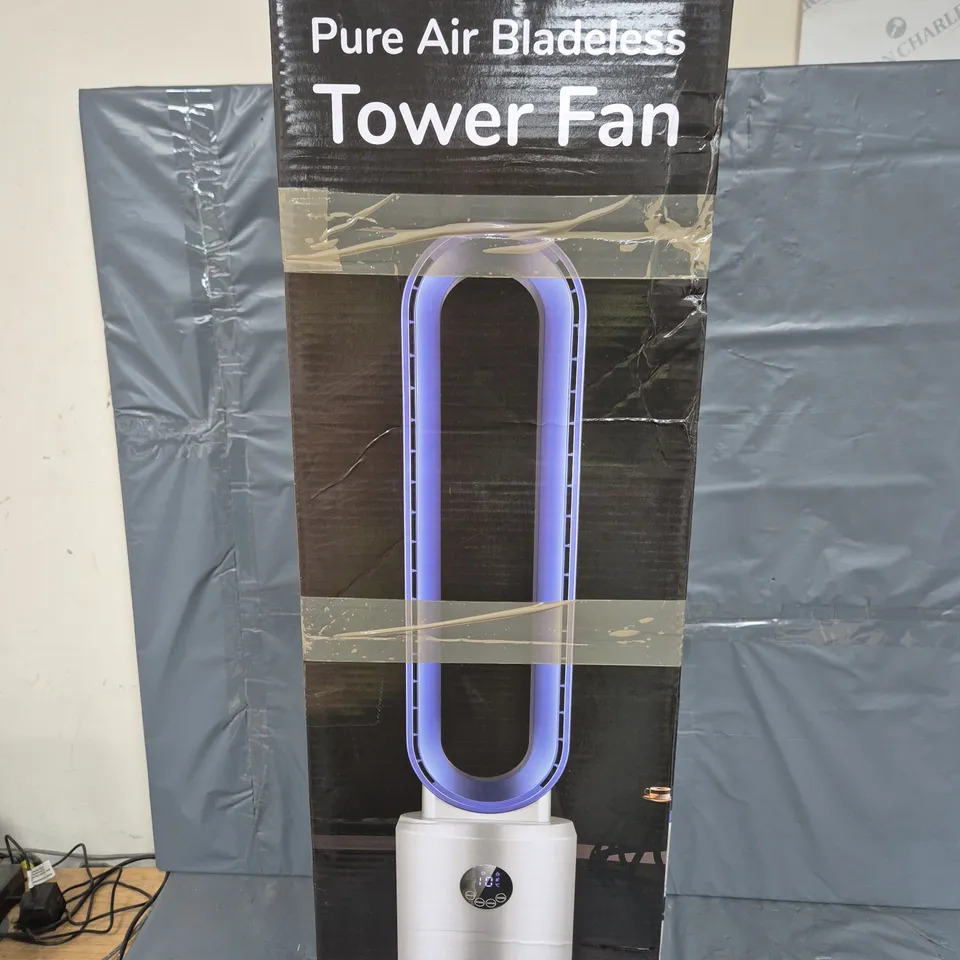 BOXED HOMESMART PURE AIR BLADELESS TOWER FAN IN WHITE/BLUE
