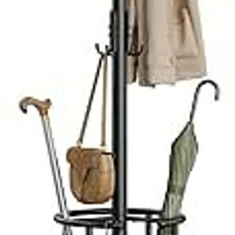 BOXED SONGMICS COAT RACK FREESTANDING, COAT STAND WITH UMBRELLA HOLDER - BLACK INK