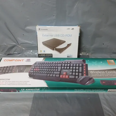 APPROXIMATELY 20 ASSORTED ELECTRICAL ITEMS TO INCLUDE EXTERNAL USB CD ROMS AND WIRELESS KEYBOARDS