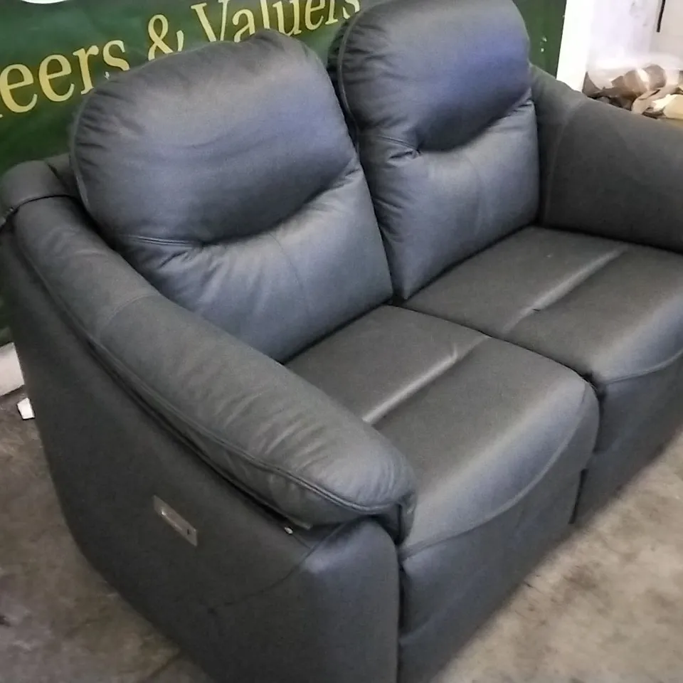 QUALITY BRITISH DESIGNED & MANUFACTURED G PLAN BLACK LEATHER ELECTRIC RECLINING 2 SEATER SOFA