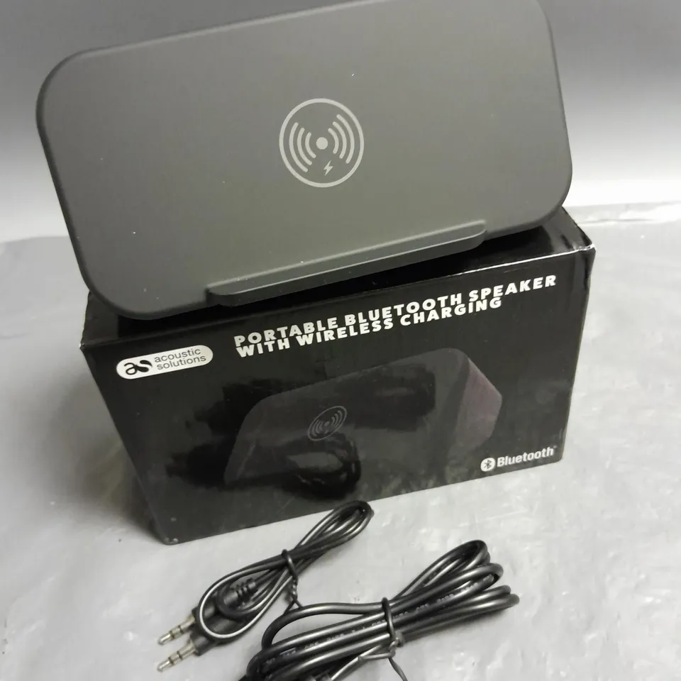 BOXED ACOUSTIC SOLUTIONS PORTABLE BLUETOOTH WIRELESS CHARGING SPEAKER IN BLACK
