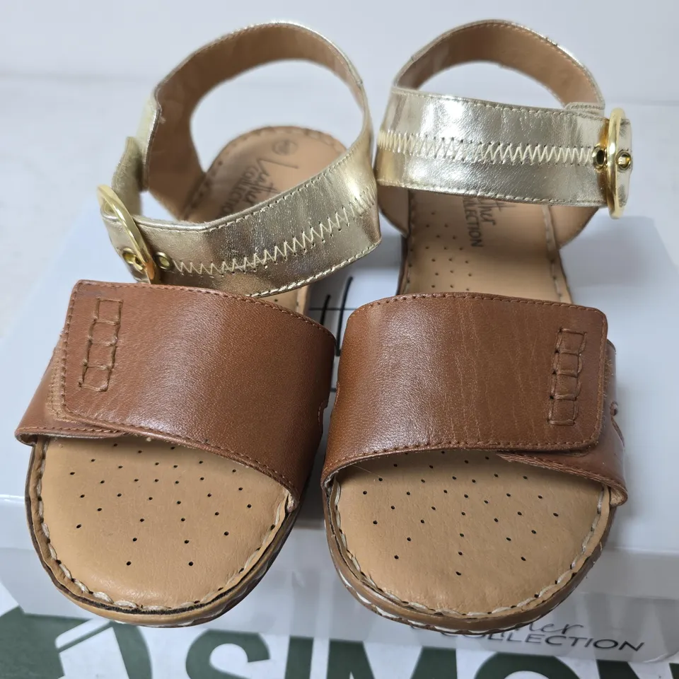 BOXED LEATHER COLLECTION NATASHA SANDALS, GOLD - SIZE 6