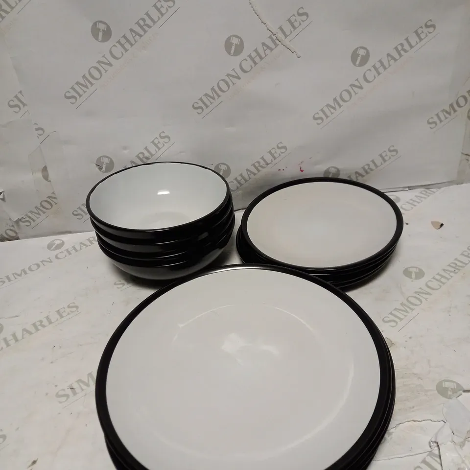 ASDA STONE WARE 12 PIECE DINNER SET - 4X BOWL - 4 X SMALL PLATES - 4 X LARGE PLATES 