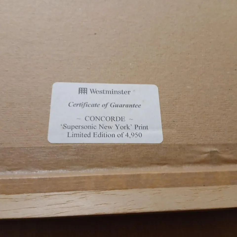 CONCORDE SUPERSONIC NEW YORK PRINT – FRAMED, LIMITED EDITION OF 4,950 SIGNED BY TIMOTHY O'BRIEN
