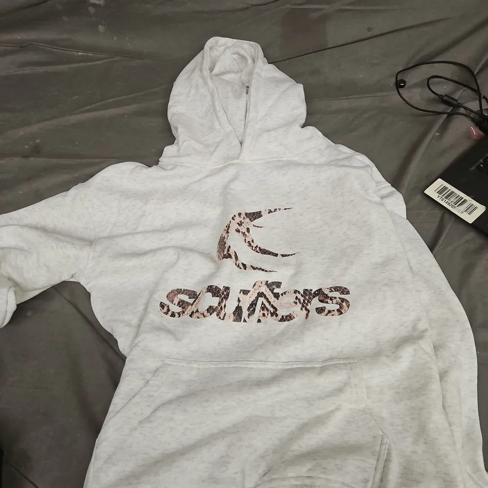 LIGHT GREY HOODIE WITH LOGO, SIZE M