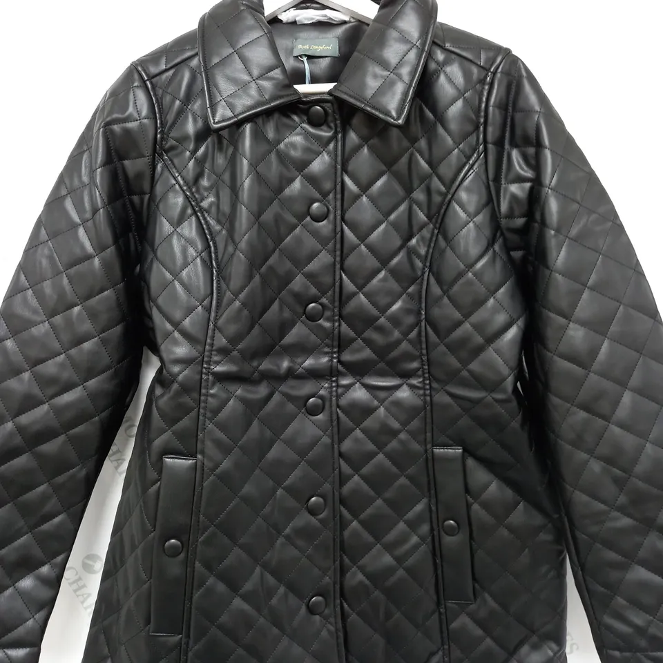 RUTH LANGSFORD FAUX LEATHER QUILTED JACKET IN BLACK - SIZE 16