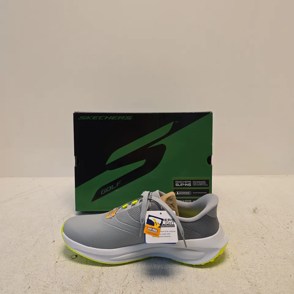 SKECHERS FLOW SLIP-INS GOLF SHOES – GREY/NEON, UK 8.5 (US 9.5)