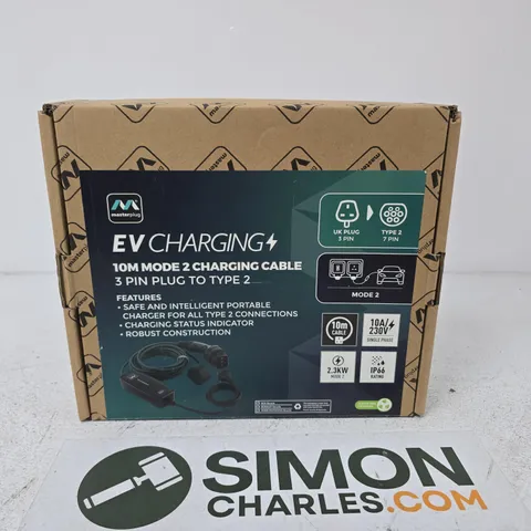 MASTERPLUG EV CHARGING CABLE 10M MODE 2 – 3 PIN PLUG TO TYPE 2 (UK)
