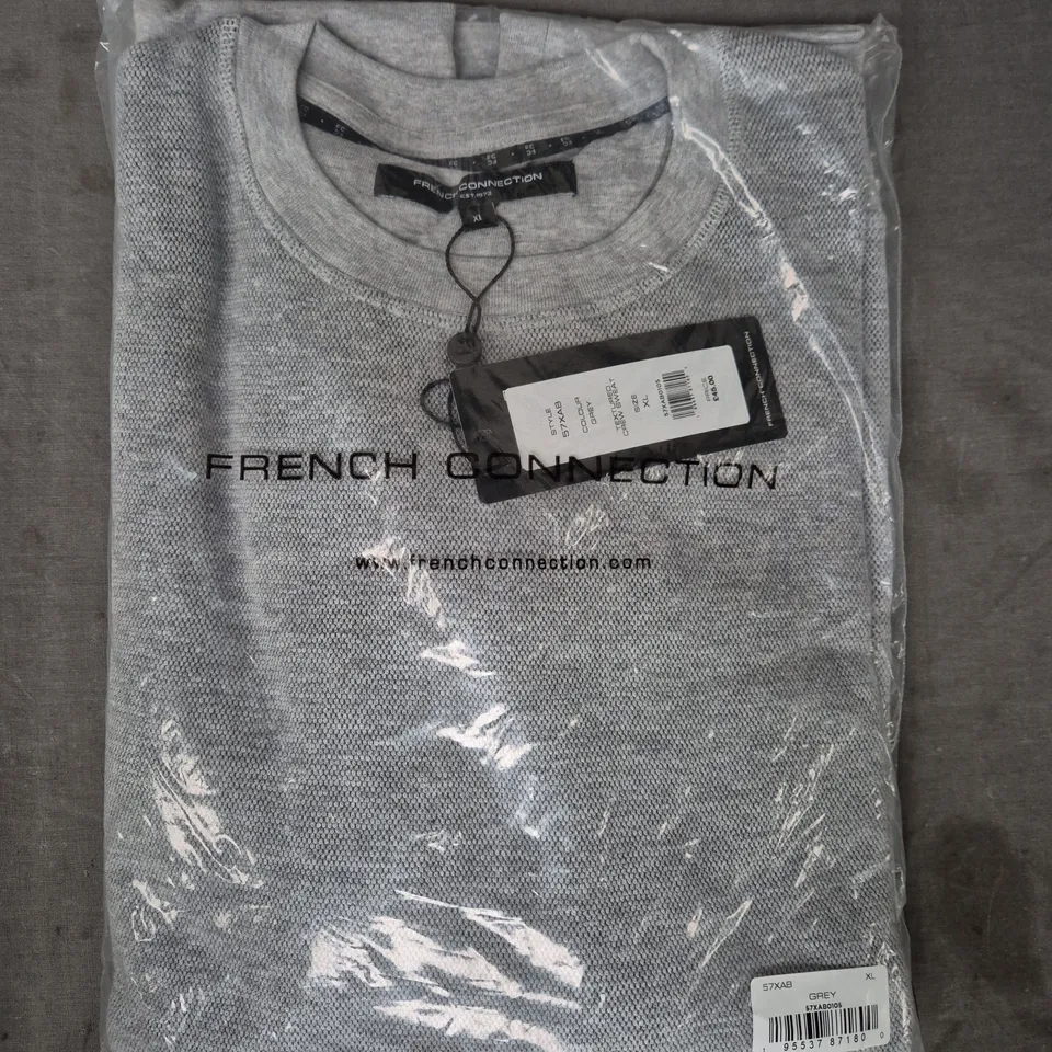 FRENCH CONNECTION TEXTURED CREW NECK SWEATSHIRT IN GREY SIZE XL