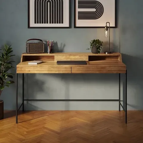 BOXED BRYANT WIDE STORAGE DESK - LIGHT MANGO WOOD EFFECT (1 BOX)