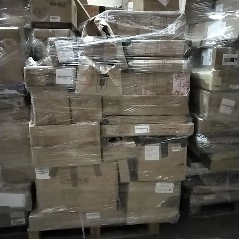 PALLET OF HOUSEHOLD ITEMS TO INCLUDE STORAGE SHELF, CORNER SHELF, BAR STOOLS AND OTHER ASSORTED ITEMS...