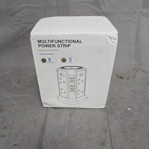 MULTIFUNCTIONAL POWER STRIP SURGE PROTECTOR – 8 OUTLETS, 5 USB – BOXED