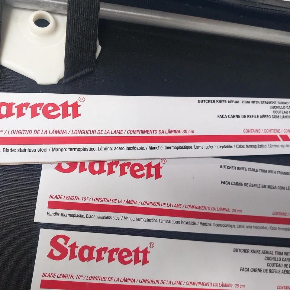 STARRETT PROFESSIONAL BUTCHERS KNIFE SET - 11 PIECES STAINLESS STEEL WHITE ERGONOMIC HANDLES KITCHEN CHEF KNIFE - INCLUDES BONING SKINNING STEAK KNIVES PROTECTOR STONE