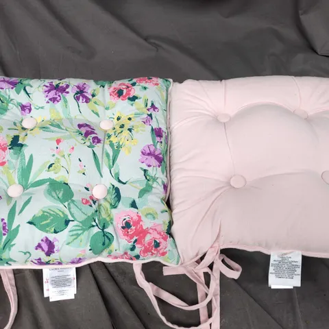 LAURA ASHLEY HOME CUSHIONS – FLORAL & PINK TUFTED CUSHIONS (SET OF 2)