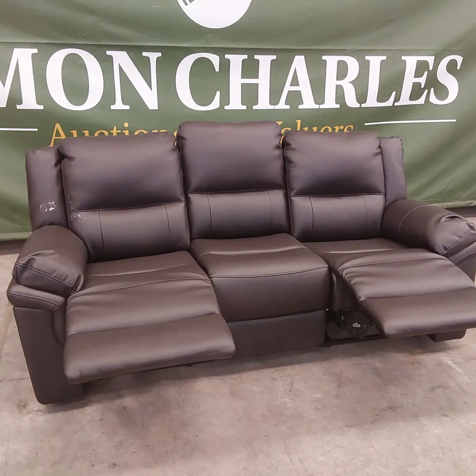 ALBION LUXURY FAUX LEATHER 3 SEATER HIGH BACK MANUAL RECLINER SOFA RRP £749
