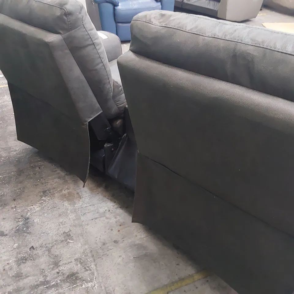 DESIGNER TWO SEATER SOFA WITH HC UNIT DARK GREY MACAU FABRIC 