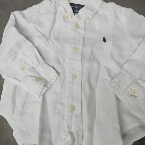 RALPH LAUREN KIDS WHITE BUTTON-DOWN OXFORD SHIRT – 18M