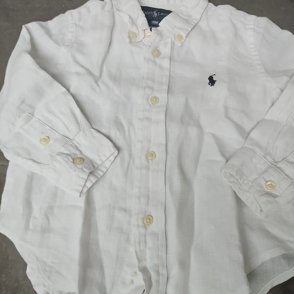 RALPH LAUREN KIDS WHITE BUTTON-DOWN OXFORD SHIRT – 18M