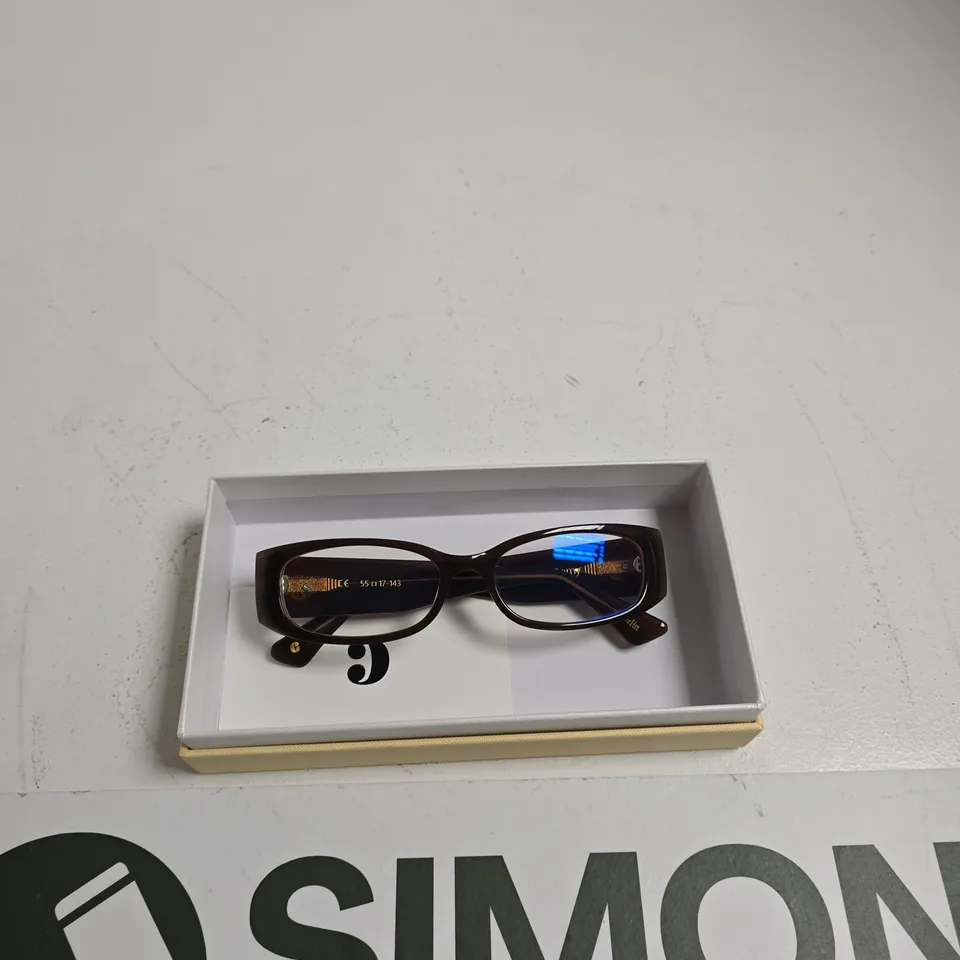 CORLIN EYEWEAR SELMA BROWN BROWN - RECTANGULAR BROWN EYEGLASSES IN BEIGE PRESENTATION BOX