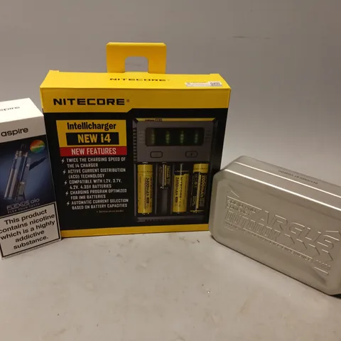 APPROXIMATELY 20 VAPES, E-CIGARETTES & ACCESSORIES TO INCLUDE ARGUS GENE TT, NITECORE INTELLICHARGER, ASPIRE FLEXUS, ETC