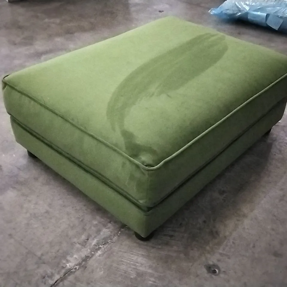 QUALITY DESIGNER LOUNGE CO FOOTSTOOL IN MOSS GREEN VELVET
