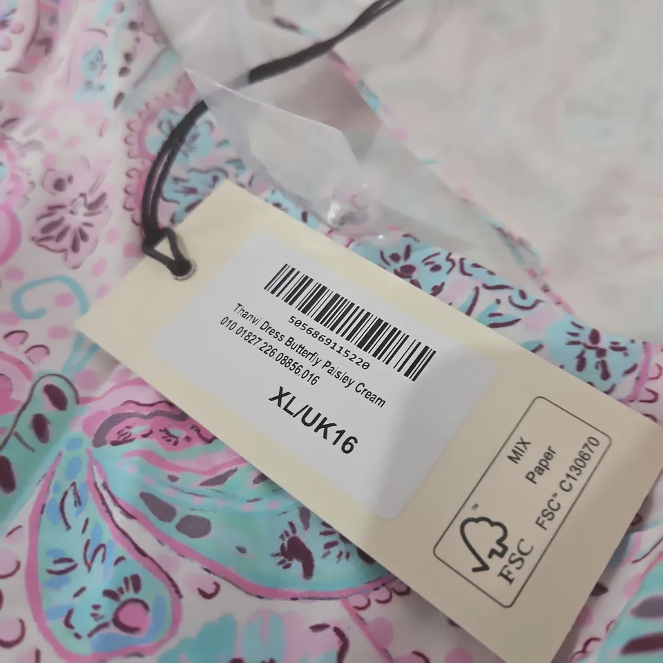 RIXO WOMENS DRESS – PINK/BLUE PAISLEY PRINT, UK 16 (XLUK16) – BRAND TAG