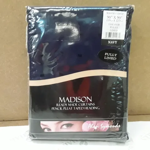 BRAND NEW MADISON READY MADE PENCIL PLEAT CURTAINS- 229CM X 229CM (NAVY)