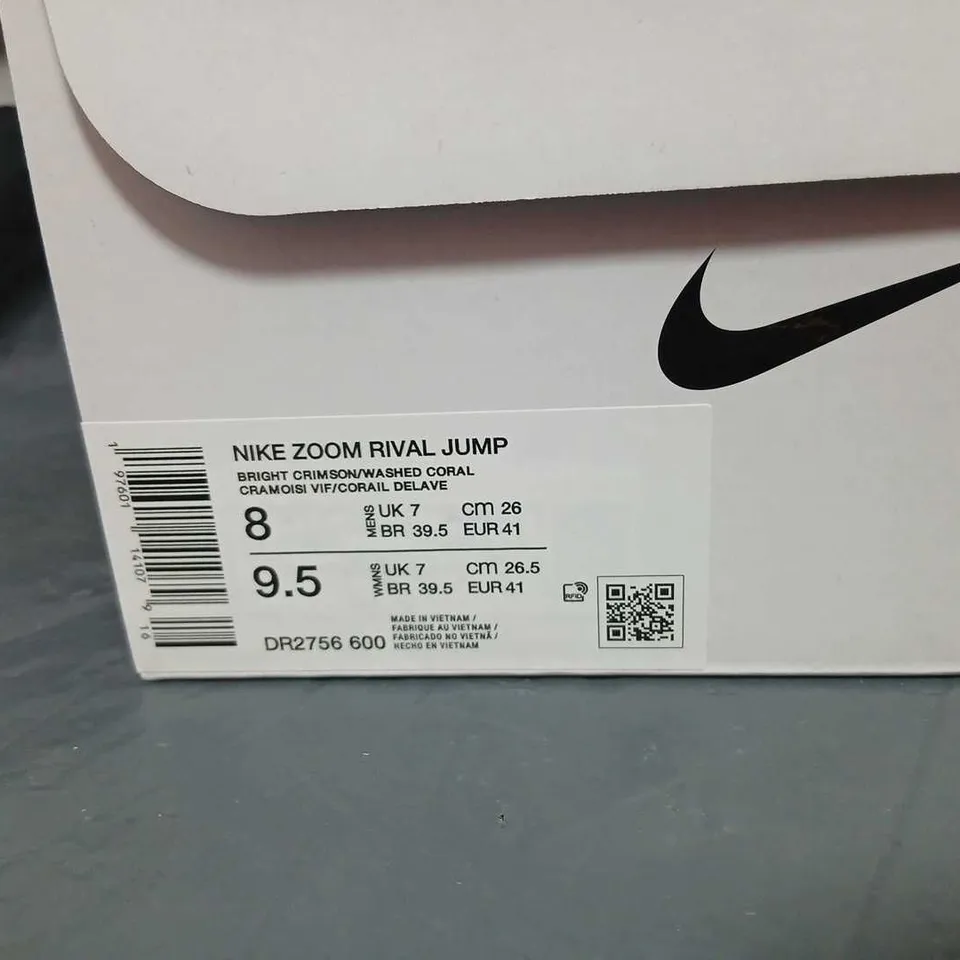 NIKE ZOOM RIVAL JUMP TRACK SHOES – PINK/CRIMSON, UK 7