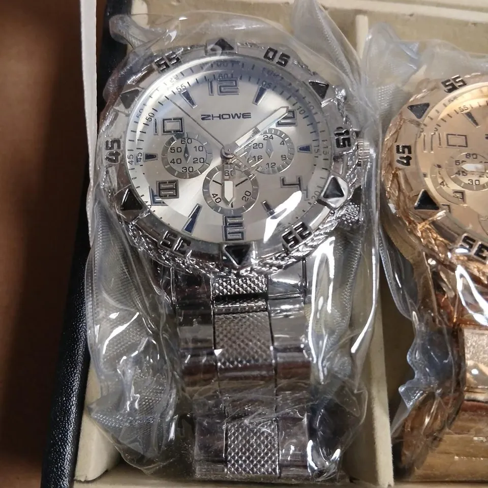 ZHOWE CHRONOGRAPH-STYLE WATCHES SET OF 6 – METAL BRACELET, ASSORTED COLOURS