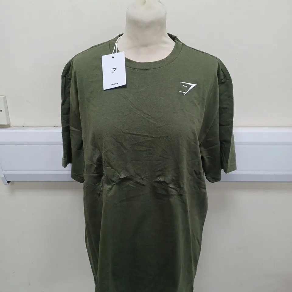 GYMSHARK CREST T-SHIRT IN GREEN SIZE L
