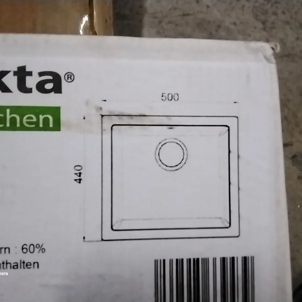 BOXED MINERALITE SINGLE BOWL KITCHEN SINK BLACK 