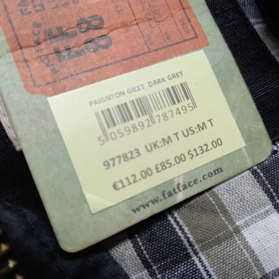 FAT FACE PAIGNTON GILET IN DARK GREY - UK M