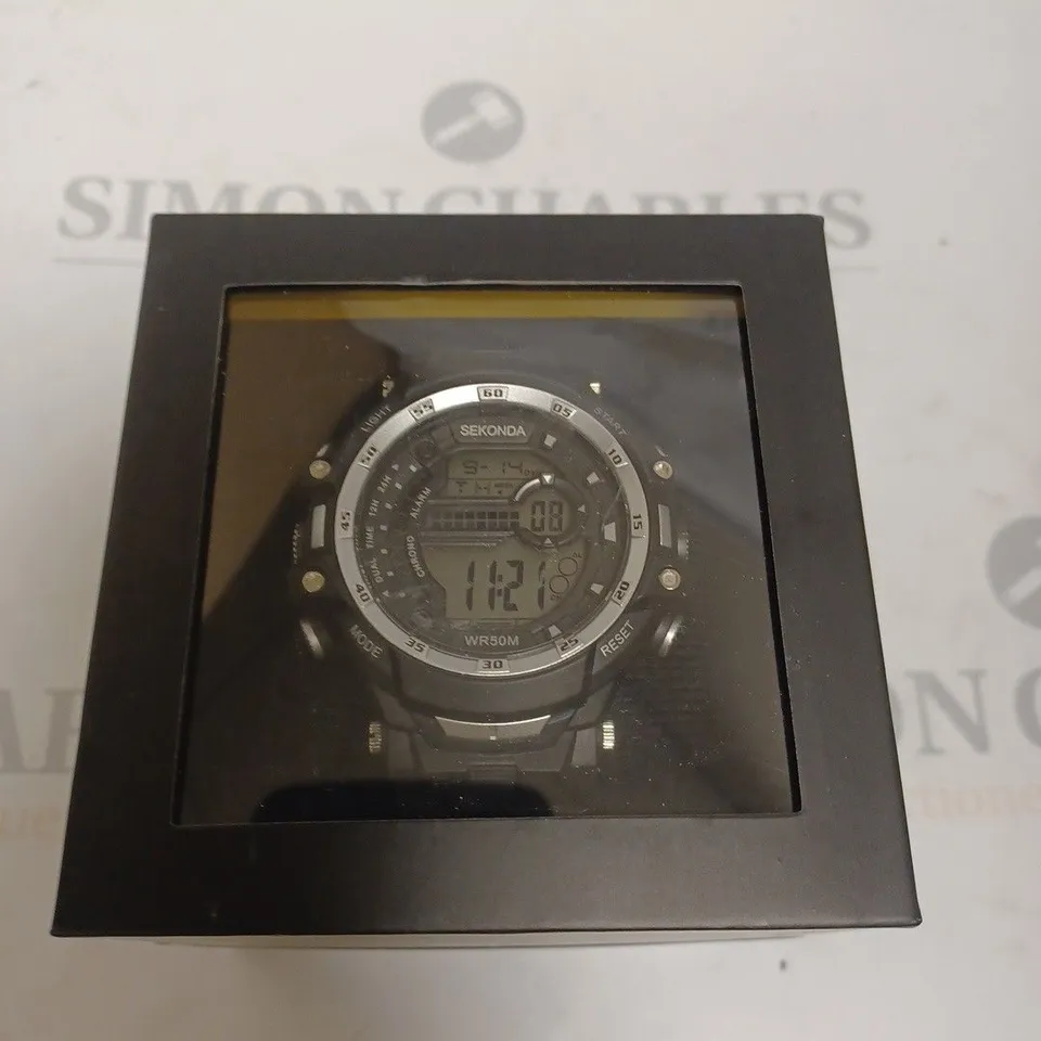BOXED SEKONDA BLACK SILICONE STRAP WATCH