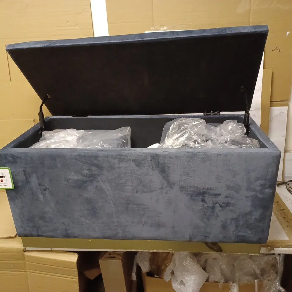 ALISON AT HOME SUEDE BLUE OTTOMAN SET [COLLECTION ONLY]