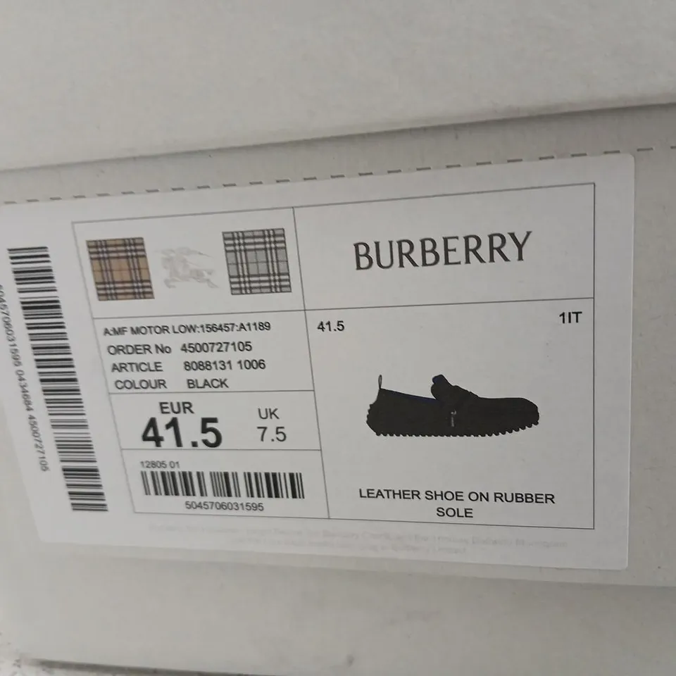 BURBERRY LEATHER SHOE ON RUBBER SOLE – BLACK, UK 7.5 (EU 41.5)
