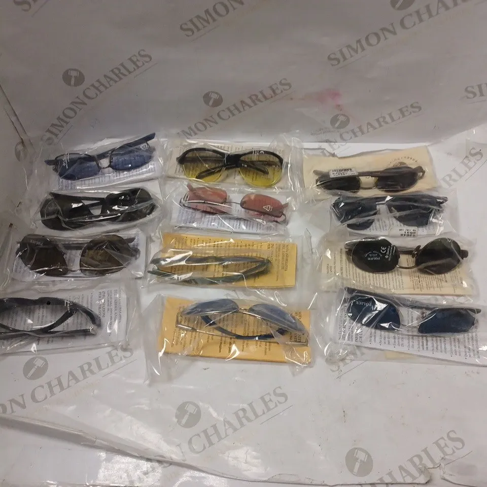 APPROXIMATELY 18 DIFFERENT DIERRE POLICE SUNGLASSES OF DIFFERENT STYLES AND COLOURS