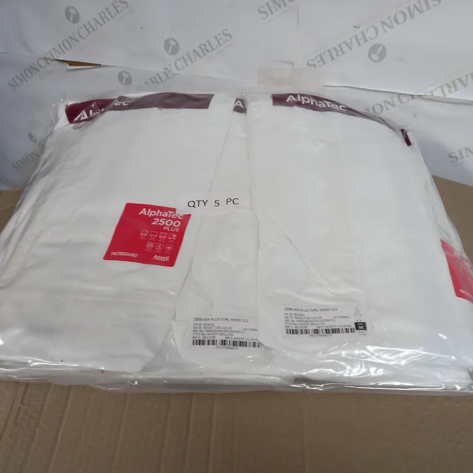 ALPHATECH 2500PLUS COVERALL WITH HOOD SIZE M, APPROX 20 ITEMS 